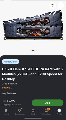 Περισσότερες πληροφορίες για "RAM GSkill flare X DDR4 16gb (2x8gb) 3200 10 μηνών"