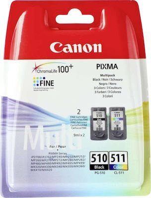 Περισσότερες πληροφορίες για "Μελάνι γνήσιο Canon Pixma PG510+CL511"