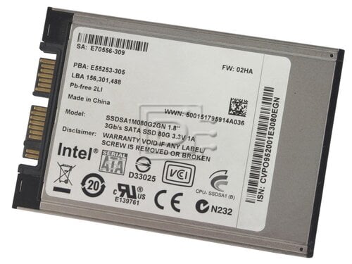 Περισσότερες πληροφορίες για "Intel SSDSA1M080G2GN 80GB Micro SATA 1,8 " σπάνιος"