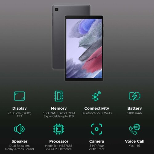 Περισσότερες πληροφορίες για "Σφραγισμένο, tablet Samsung Galaxy Tab A7 Lite SM-T225 8.7" με WiFi & 4G, εγγύηση, απόδειξη αλυσίδας"