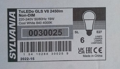 Περισσότερες πληροφορίες για "Sylvania ToLEDo GLS V8 2450LM LED 19W 840 4000K E27"