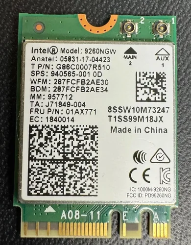 Περισσότερες πληροφορίες για "INTEL Wireless-AC 9260 2230 2x2 AC+BT Gigabit vPro"