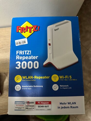 Περισσότερες πληροφορίες για "AVM Fritz!Repeater 3000 Mesh WiFi Extender Tri Band (2.4 & 5 & 5GHz) 3000Mbps με 2 Θύρες Ethernet"