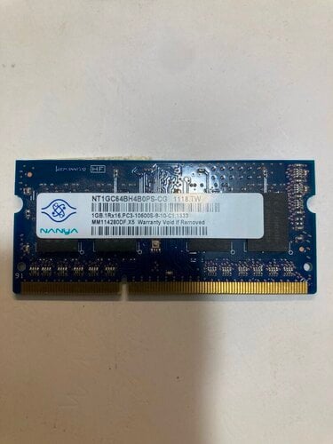 Περισσότερες πληροφορίες για "Nanya NT1GC64BH4B0PS-CG 1GB PC3-10600S (666 MHz) DDR3-1333MHz 204-Pin SODIMM Laptop Memory Ram"