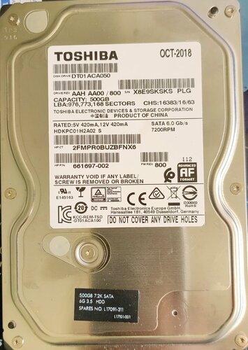 Περισσότερες πληροφορίες για "2 δίσκοι Toshiba 500Gb 3.5", 1 δίσκος 2.5" 320Gb & 1  δίσκος 2.5" 500Gb 7200rpm"