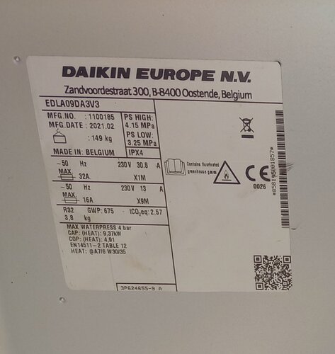 Περισσότερες πληροφορίες για "Αντλια θερμοτητας Daikin EDLA09DV3 9kw"