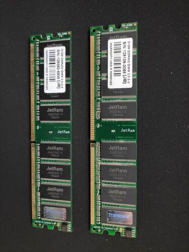 Περισσότερες πληροφορίες για "2 Μνήμες TRANSCEND JetRam 512M έκαστη DDR400 DIMM 2.5-3-3"