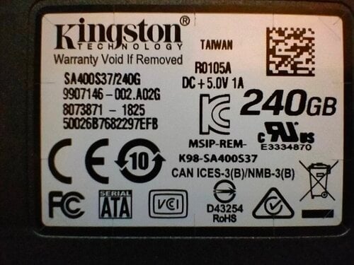 Περισσότερες πληροφορίες για "Kingston Technology SA400S37/240G (240 GB/SATA III)"