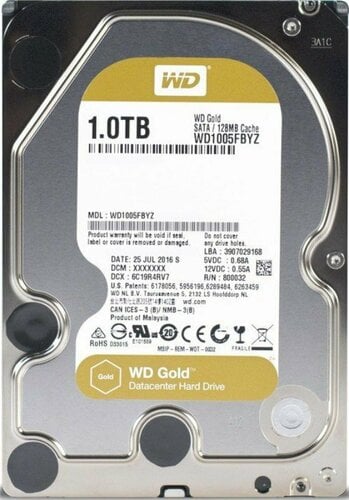 Περισσότερες πληροφορίες για "Western Digital Gold 1TB HDD Σκληρός Δίσκος 3.5" SATA III 7200rpm με 128MB Cache για NAS"
