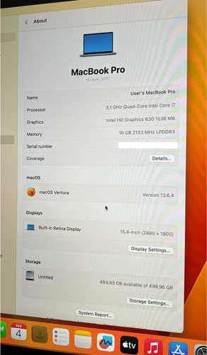 Περισσότερες πληροφορίες για "MacBook Pro 15"  2017 με Touch Bar (i7 /16gb ram/ 512ssd)"