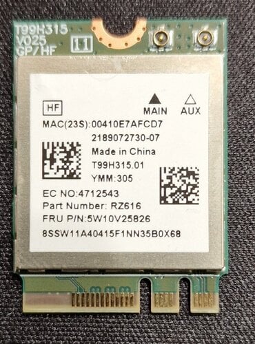 Περισσότερες πληροφορίες για "Wifi 6E m2 card AMD - Mediatek RZ616"