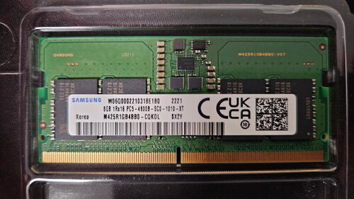 Περισσότερες πληροφορίες για "2 x Samsung 8GB DDR5 RAM με Ταχύτητα 4800 για Laptop (M425R1GB4BB0-CQK)"