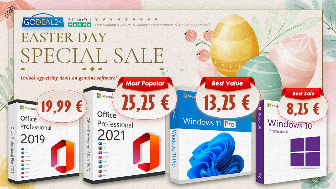 Υποδεχτείτε τις νέες πασχαλινές προσφορές του Godeal24! Αποκτήστε γνήσια Windows 11 Pro μόνο με 13,25€