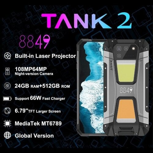 Περισσότερες πληροφορίες για "Smartphone Unihertz 8849 Tank 2 Laser Projector 12+12GB/512GB 15500mAh 108MP NFC - NEW"