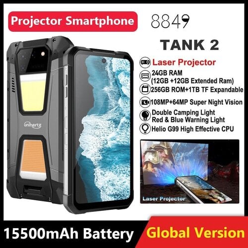 Περισσότερες πληροφορίες για "Smartphone Unihertz 8849 Tank 2 Laser Projector 12+12GB/256GB 15500mAh 108MP NFC - NEW"