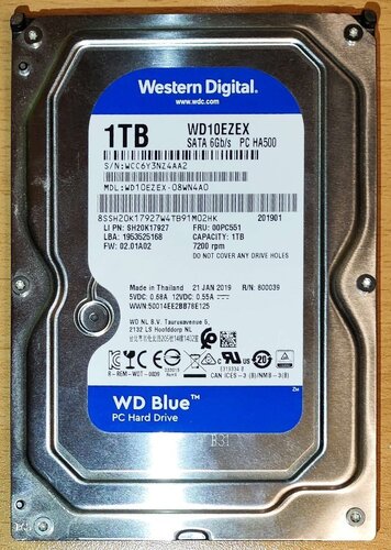 Περισσότερες πληροφορίες για "Western Digital Blue 1TB HDD Σκληρός Δίσκος 3.5" SATA III 7200rpm με 64MB Cache για Desktop"