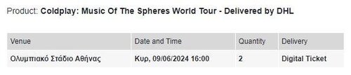 Περισσότερες πληροφορίες για "Coldplay: Music Of The Spheres World Tour - Delivered by DHL"