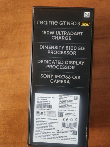 Περισσότερες πληροφορίες για "realme GT Neo 3 (Μπλε/256 GB)"