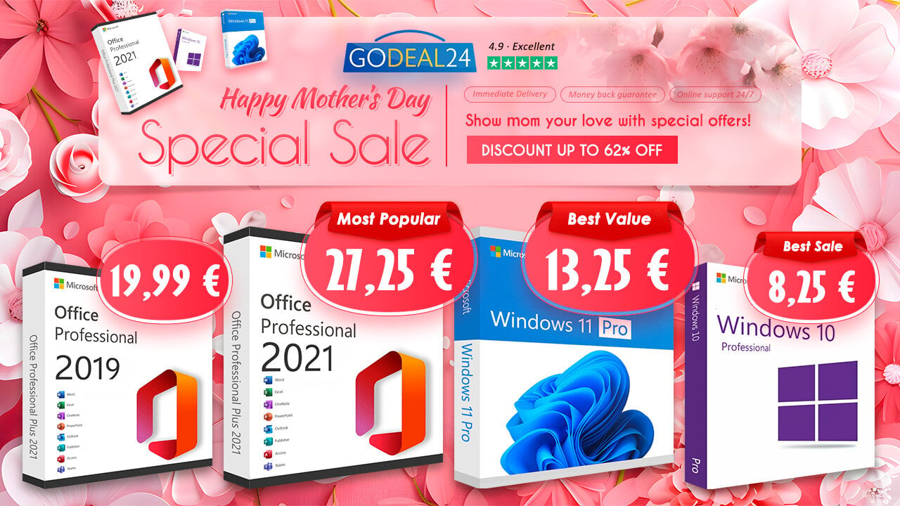 Περισσότερες πληροφορίες για "Ημέρα της Μητέρας στο Godeal24: Αποκτήστε το Office 2021 Pro Lifetime με μόλις 27,25€!"