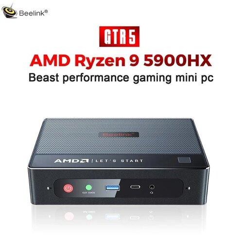 Beelink GTR5 - Ryzen 9 5900HX, 32GB RAM, 512GB M.2 SSD, WiFi 6E, 2.5G Ethernet