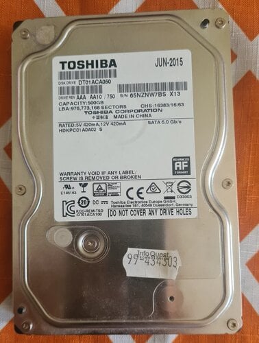 Περισσότερες πληροφορίες για "HDD Toshiba 500GB 7200rpm 32Mb Cache"