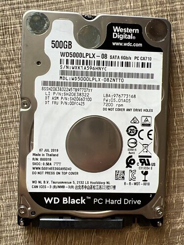 Περισσότερες πληροφορίες για "Western Digital black 2.5" 500gb"