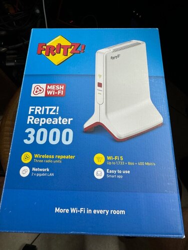 AVM Fritz!Repeater 3000 Mesh WiFi Extender Tri Band (2.4 & 5 & 5GHz) 3000Mbps με 2 Θύρες Ethernet