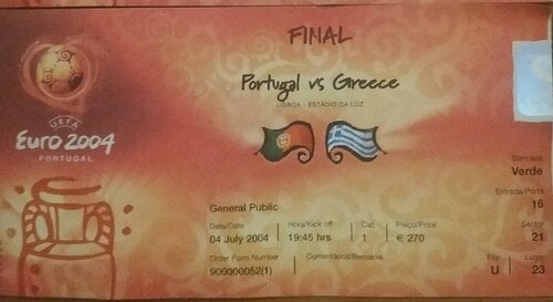 Περισσότερες πληροφορίες για "Euro 2004 εισιτήριο τελικού"