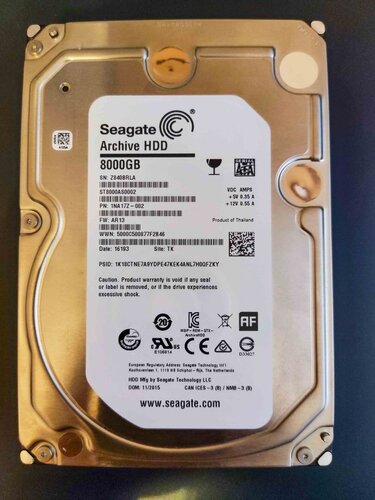 Περισσότερες πληροφορίες για "Seagate Archive HDD 8TB SATA3 (ST8000AS0002)"