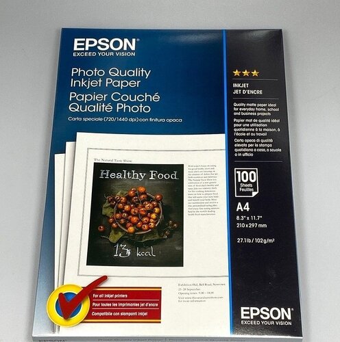 Περισσότερες πληροφορίες για "Epson Photo Quality Φωτογραφικό Χαρτί Matte A4 (21x30) 102gr/m² για Εκτυπωτές Inkjet/Laser 100 Φύλλα"