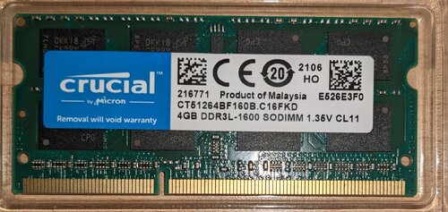 Περισσότερες πληροφορίες για "Crucial CT51264BF160B.C16FKD (4GB/DDR3L/1600MHz)"