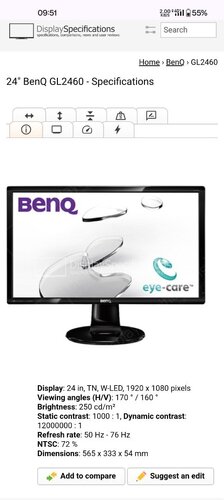 Περισσότερες πληροφορίες για "BenQ GL2460"