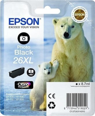 Περισσότερες πληροφορίες για "Μελάνια EPSON Black και Photo Black 26 XL"