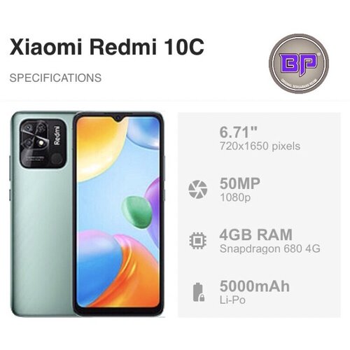 Περισσότερες πληροφορίες για "Xiaomi Redmi 10C NFC 64GB με δώρο θήκη και tempered glass από Ελληνικό κατάστημα"