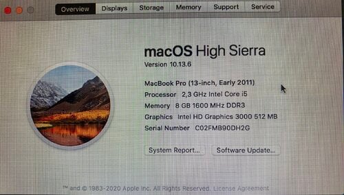 Περισσότερες πληροφορίες για "Apple Macbook Pro 13", i5 2.3 Ghz, early 2011"