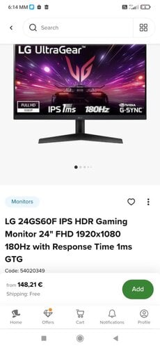 Περισσότερες πληροφορίες για "LG 24GS60F IPS  80 ευρώ"