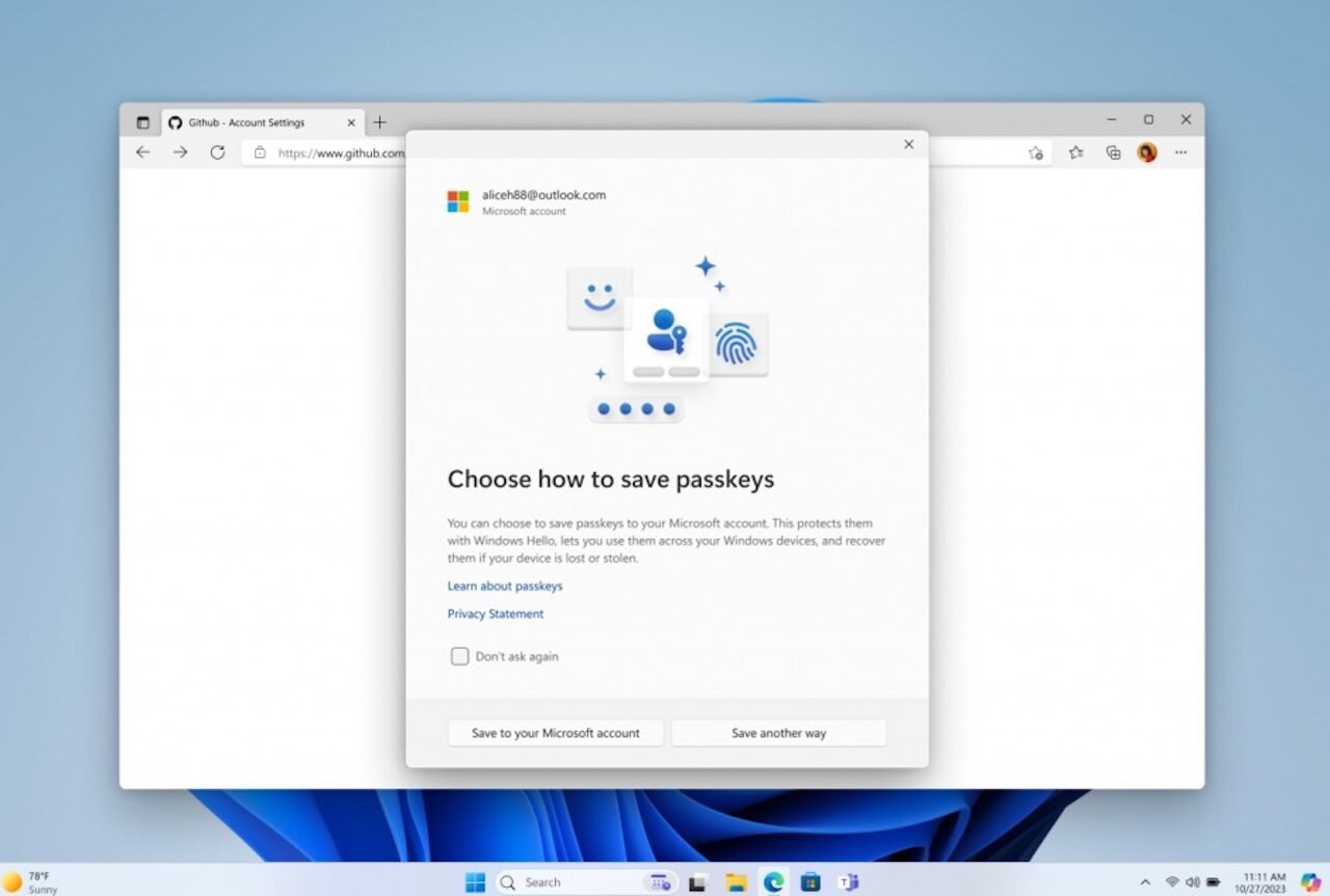 Η Microsoft επεκτείνει την υποστήριξη passkeys στα Windows 11