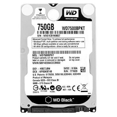 Περισσότερες πληροφορίες για "Western Digital Black WD7500BPKT 2.5'' 7200RPM"