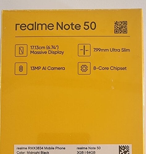 Περισσότερες πληροφορίες για "realme Note 50 (Μαύρο/64 GB)"