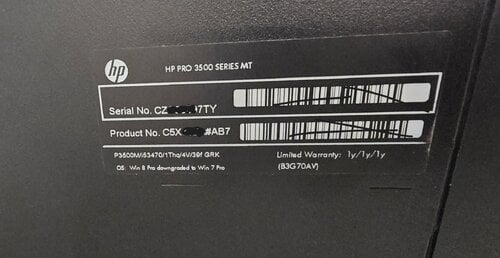 Περισσότερες πληροφορίες για "HP 3500 Pro MT Series"