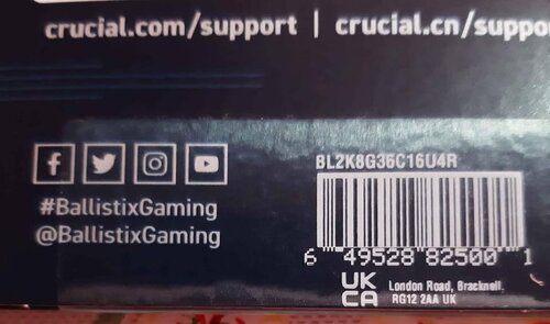 Περισσότερες πληροφορίες για "RAM CRUCIAL BALLISTIX 32GB (4X8GB) DDR4 3600MHZ 16-18-18"