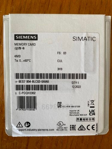 Περισσότερες πληροφορίες για "SIEMENS SIMATIC MEMORY CARD PLC 4MB"