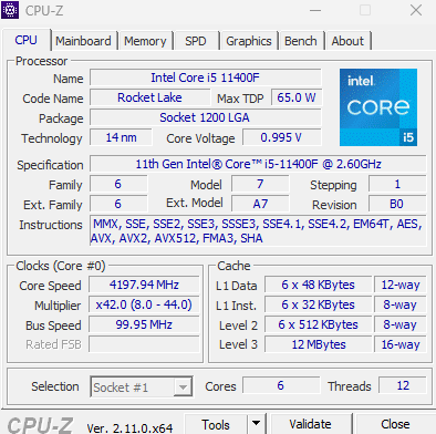 Περισσότερες πληροφορίες για "Intel Core i5-11400F"