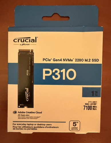 Περισσότερες πληροφορίες για "Crucial 1TB P310 Gen4 NVMe PCIe M.2 SSD (1 TB GB/PCI Express 4.0)"