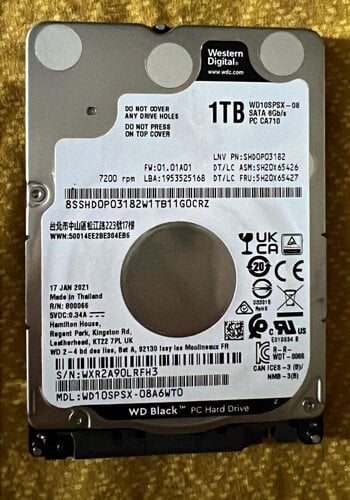 Περισσότερες πληροφορίες για "HDD Western digital 1TB 2.5""