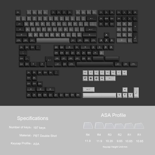 Περισσότερες πληροφορίες για "Akko Black & Silver Keycaps Set(197-Key) PBT Doubleshot"