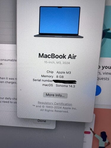 Περισσότερες πληροφορίες για "MacBook Air 15’ 2024 Άριστο!"