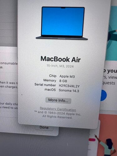 Περισσότερες πληροφορίες για "MacBook Air 15’ 2024 Άριστο!"