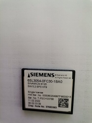 Περισσότερες πληροφορίες για "SINAMICS SIEMENS S120 CompactFlash card"