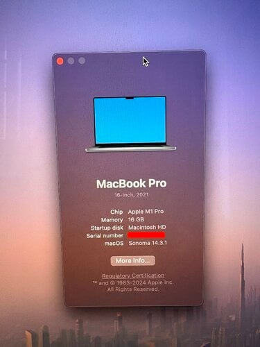 Περισσότερες πληροφορίες για "Macbook Pro M1 2021 - 16""